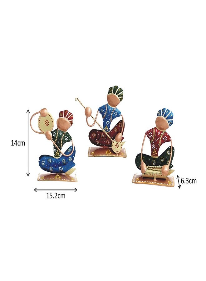 GUNENDRA Crafts Metal Rajasthani Musicians Item showpiece 4 x 6 Multicolour, 3 Pieces - Image 3